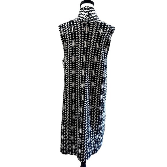 Anthropologie Moth Black/White Patterned Wool Blend Sleeveless Cardigan Size PML - Picture 2 of 6